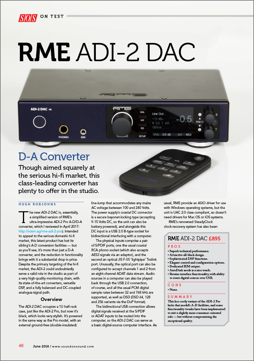 RME ADI-2 DAC FS - High-End USB-DAC & Headphone Amplifier